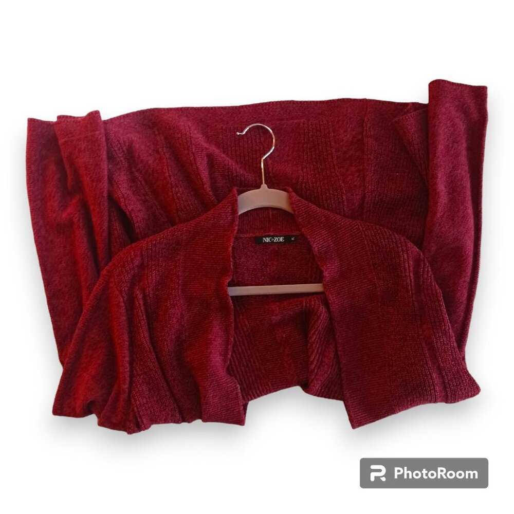 Burgundy Red Cardigan Sweater Womens XL/Oversized NIC+ZOE Cozy Fall Goth Holiday